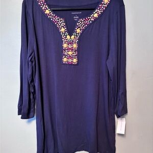 Charter Club Dark Blue Tunic Women’s Large
